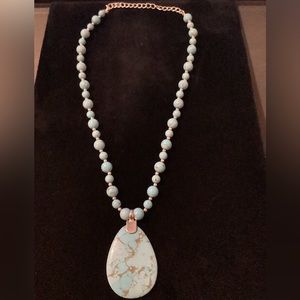 Vintage stamped CH GSJ 925 sterling & Turquoise Necklace 20” inch